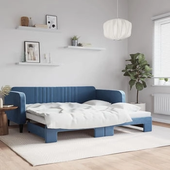 vidaXL Tagesbett Ausziehbar Blau 100x200 cm Samt (3197069)