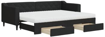 vidaXL Tagesbett Ausziehbar mit Schubladen Schwarz 80x200 cm Stoff (3197477)