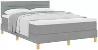 vidaXL Boxspringbett mit Kissen Hellgrau 140 x 200 cm Stoff