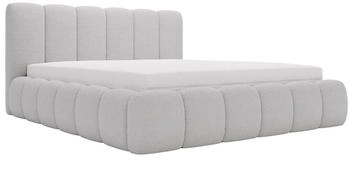 GRAINGOLD Polsterbett mit Bettkasten und Lattenrost 180 x 200 Cloud Boucl&eacute;-Stoff hellgrau