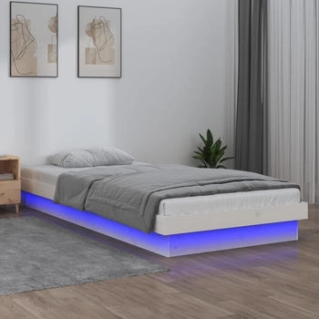 vidaXL Massivholzbett mit LEDs Weiß (820003)