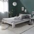 Homestyle4u Holzbett Doppelbett mit Lattenrost und Kopfteil weiß