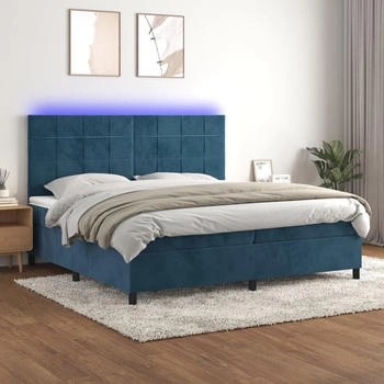 vidaXL Boxspringbett mit Matratze & LED Dunkelblau 200x200 cm Samt (3136147)