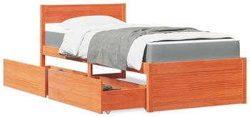 vidaXL Bett mit Schubladen und Matratze Wei&szlig; 120x200 cm Massivholz (3281902)