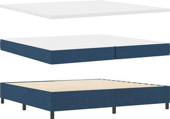 vidaXL Boxspringbett mit Matratze mit Kopfteil Blau 200 x 200 cm Stoff (3344176)