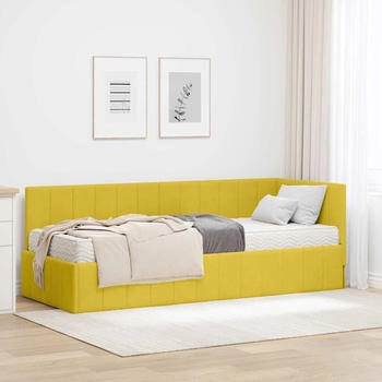 vidaXL Eckbettgestell mit Matratze mit Kopfteil Gelb 80 x 200 cm Samt (3393844)