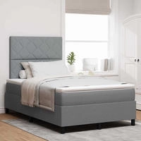 vidaXL Boxspringbett mit LED-Lichtleisten Hellgrau 120 x 200 cm Stoff