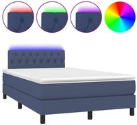 vidaXL Boxspringbett mit Matratze & LED Blau 120x190 cm Stoff