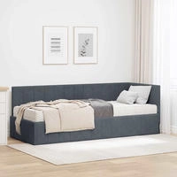 vidaXL Eckbettgestell mit Matratze mit Kopfteil 2 pcs Grau Samt