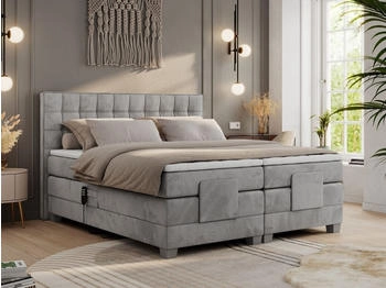 MKS Meble Motor Boxspringbett mit Bettkasten 180x200 cm silbergrau (800000739351)