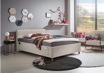Meise Möbel Fun Polsterbett mit Bettkasten und USB-Anschluss beige (2222-89-2000)