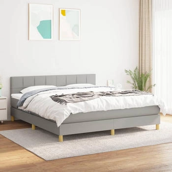 vidaXL Boxspringbett mit Matratze Hellgrau 120x190 cm Stoff (3269765)