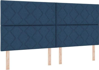 vidaXL Boxspringbett mit Matratze mit Kopfteil Blau 200 x 200 cm Stoff (3339727)
