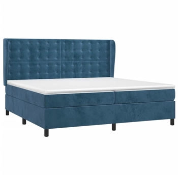 vidaXL Boxspringbett mit Matratze Dunkelblau 200x200 cm Samt (3129475)