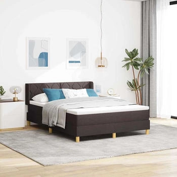 vidaXL Boxspringbett Dunkelbraun und Weiß 160 x 200 cm Stoff (3341366)