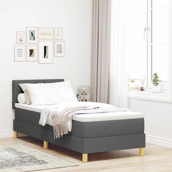 vidaXL Boxspringbett mit Matratze Dunkelgrau 80 x 200 cm Stoff (3342472)