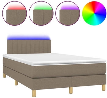 vidaXL Boxspringbett mit Matratze & LED Taupe 120x190 cm Stoff (3270106)