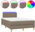 vidaXL Boxspringbett mit Matratze & LED Taupe 120x190 cm Stoff (3270106)