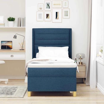 vidaXL Boxspringbett mit Matratze mit Kopfteil Blau 100 x 200 cm Stoff (3341762)