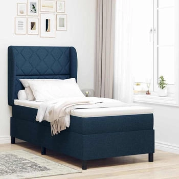 vidaXL Boxspringbett mit Matratze mit Kopfteil Blau 90 x 200 cm Stoff (3340612)