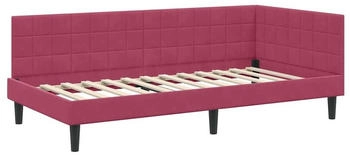 vidaXL Eckbettgestell mit Kopfteil Weinrot 100 x 200 cm Samt (42016442)