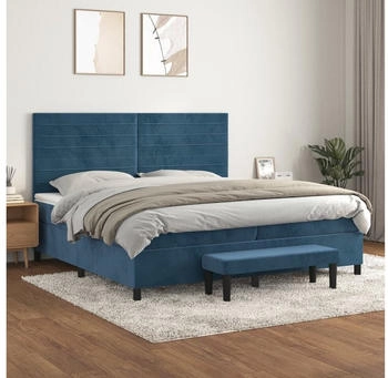 vidaXL Boxspringbett mit Matratze Dunkelblau 200x200 cm Samt (3137927)