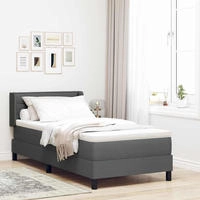 vidaXL Boxspringbett mit Kopfteil Dunkelgrau 200 x 80 cm Stoff