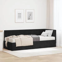 vidaXL Eckbettgestell mit Matratze 2 stk. Schwarz 80 x 200 cm Samt