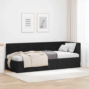 vidaXL Eckbettgestell mit Kopfteil Schwarz 80 x 200 cm Samt (42016292)