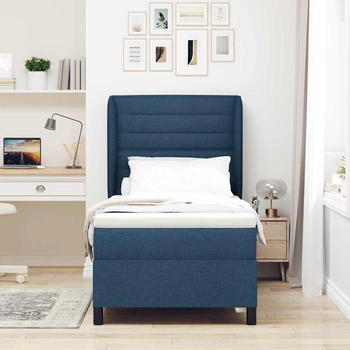 vidaXL Boxspringbett mit Matratze mit Kopfteil Blau 100 x 200 cm Stoff (3340493)