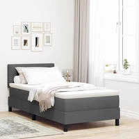 vidaXL Boxspringbett mit Kopfteil Dunkelgrau 80 x 200 cm Stoff