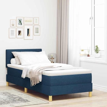 vidaXL Boxspringbett mit Matratze mit Kopfteil Blau 100 x 200 cm Stoff (3342421)