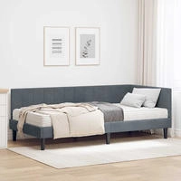 vidaXL Eckbettgestell mit Matratze mit Kopfteil 2 pcs Grau Samt