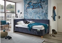 Polsterbett mit trendiger Kederumrahmung &brvbar; blau &brvbar; Ma&szlig;e (cm): B: 103 H: 90