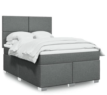 vidaXL Boxspringbett mit Matratze Dunkelgrau 80x200 cm Stoff (3290323)