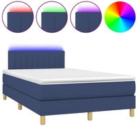 vidaXL Boxspringbett mit Matratze & LED Blau 120x190 cm Stoff