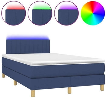 vidaXL Boxspringbett mit Matratze & LED Blau 120x190 cm Stoff (3270108)
