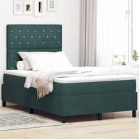 vidaXL LED Boxspringbett mit Matratze Dunkelgr&uuml;n 120 x 190 cm Samt