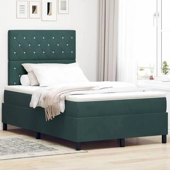 vidaXL Boxspringbett mit Matratze Dunkelgr&uuml;n 120 x 190 cm Samt (3343235)