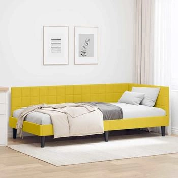 vidaXL Eckbettgestell mit Kopfteil Gelb 90 x 190 cm Samt (42016424)
