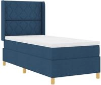 vidaXL Boxspringbett mit Kopfteil Blau 100 x 200 cm Stoff