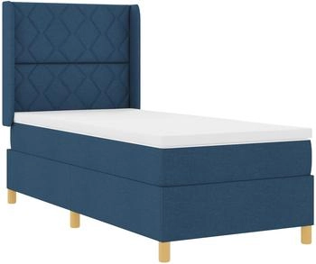 vidaXL Boxspringbett mit Matratze mit Kopfteil Blau 100 x 200 cm Stoff (3341888)