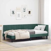 vidaXL Eckbettgestell mit Kopfteil Dunkelgr&uuml;n 90 cm x 190 cm Samt