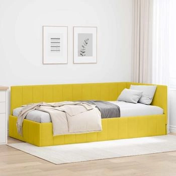 vidaXL Eckbettgestell mit Kopfteil Gelb 90 x 200 cm Samt (42016313)