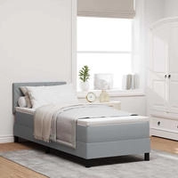 vidaXL Boxspringbett mit Kopfteil Hellgrau 80 x 200 cm Stoff