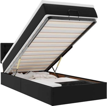 vidaXL Ottoman-Bett mit Matratzen & LEDs Schwarz 90x190 cm Kunstleder (3312127)