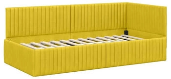 vidaXL Eckbettgestell mit Kopfteil Gelb 90 x 190 cm Samt (42016262)