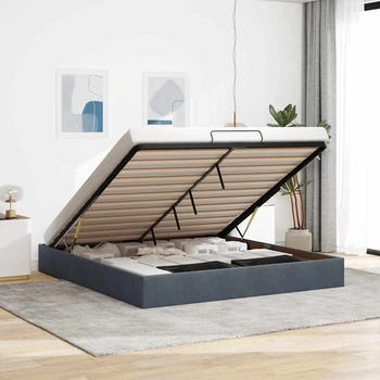 vidaXL Ottoman-Bett ohne Matratze Dunkelgrau 200x200 cm Samt (3310986)