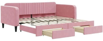 vidaXL Tagesbett Ausziehbar mit Schubladen Rosa 100x200 cm Samt (3197121)
