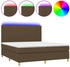 vidaXL Boxspringbett mit Matratze & LED Dunkelbraun 160x200 cm Stoff (3135608)